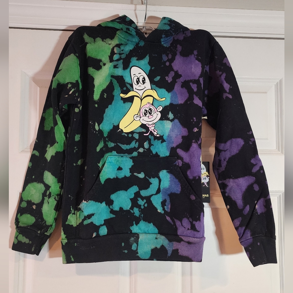 Nwot Bananas Monkey heavyweight cotton tie dye graphic hoodie youth S